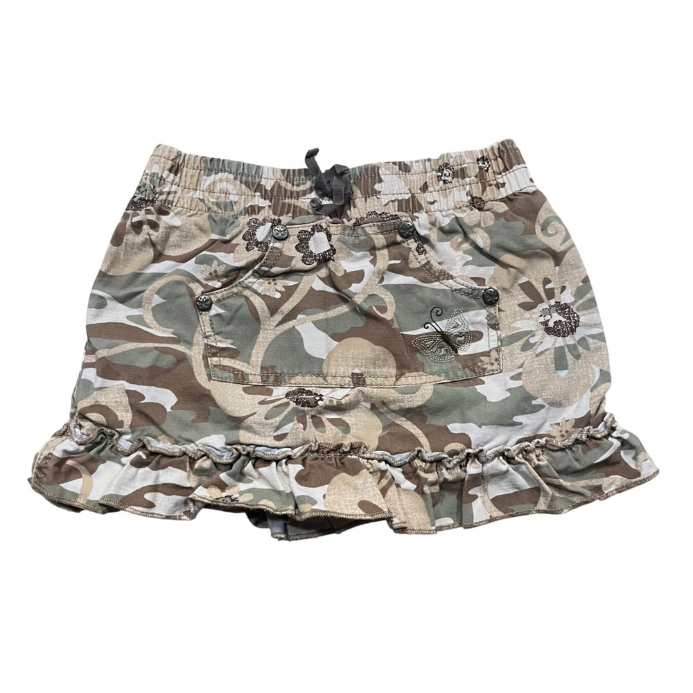 Vintage The Childrens Place Girls Camo Ruffle Skort 24 Months Butterfly Green